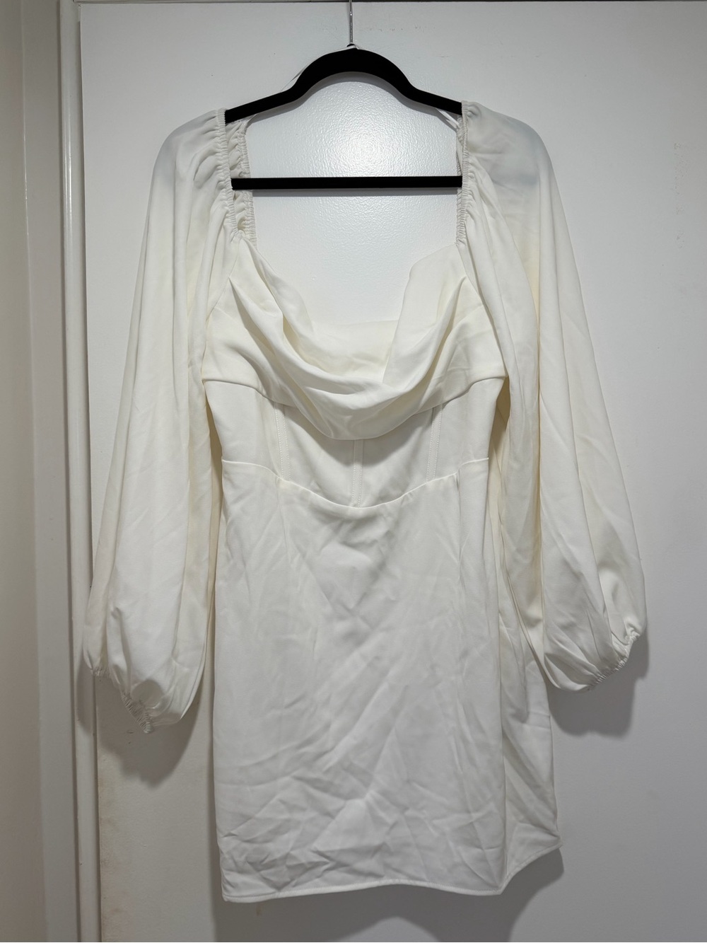 Princess Polly White Cowl Neck Long Sleeve Mini Dress